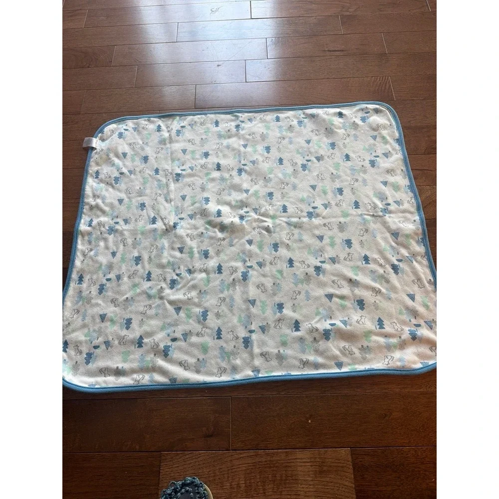 Gymboree Husky Wolf Dog Baby Blanket Cotton Blue Alaskan Woodland Trees 2017